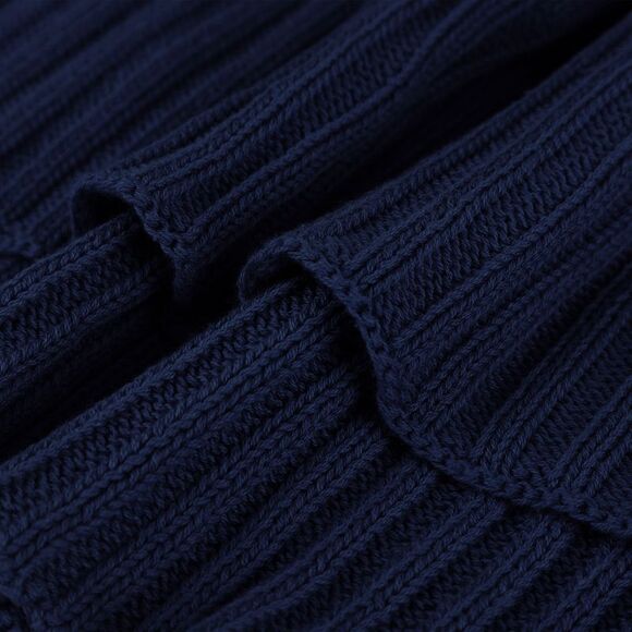 100% Cotton Throw Blanket for Sofa Soft Cable Knit Blanket 50" x 60" Navy Blue - Picture 6 of 6